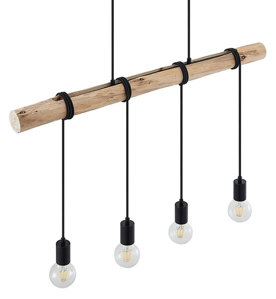 Lampada a sospensione Lindby, Ferris, dimmerabile, Legno, Sala da pranzo, Metallo, Vintage