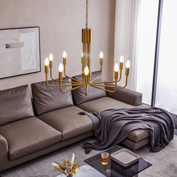 Lampadari Lindby, Elanova, dimmerabile, Dorato / Ottone, Soggiorno, Metallo, Antico