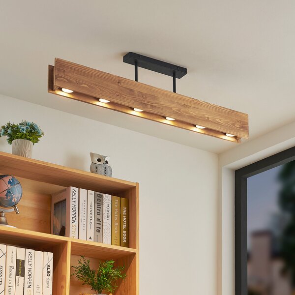 Plafoniera Lindby, Malwin, dimmerabile, Legno, Soggiorno, Legno, Scandinavo