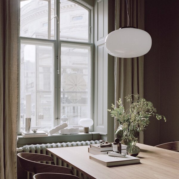 Lampada a sospensione New Works, Karl-Johan Large, Bianco, Soggiorno, Vetro, Design