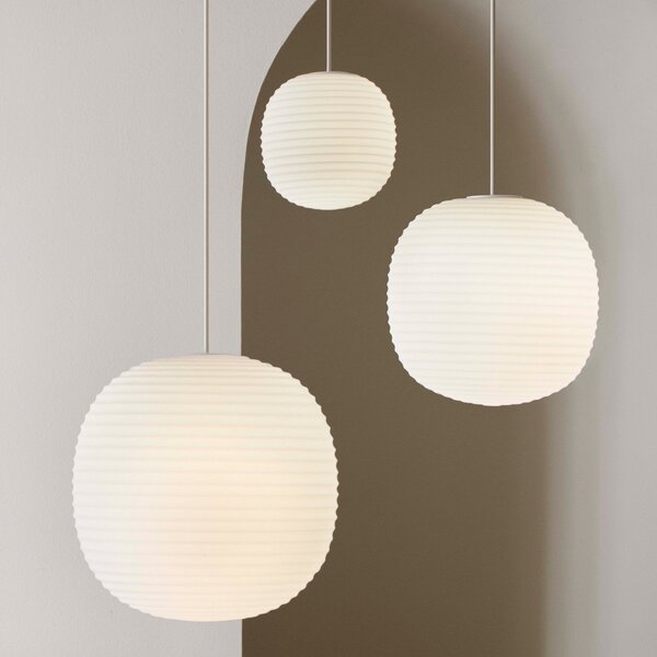 Lampada a sospensione New Works, Lantern Medium, dimmerabile, Bianco, Soggiorno, Vetro, Design