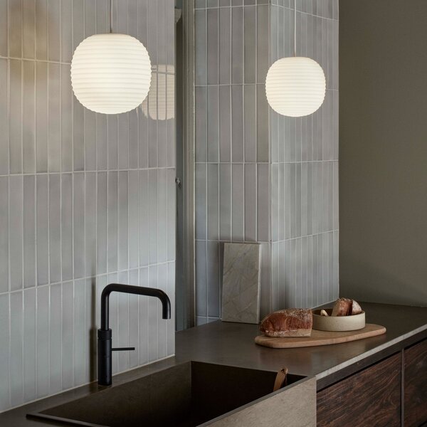 Lampada a sospensione New Works, Lantern Small, dimmerabile, Bianco, Soggiorno, Vetro, Design