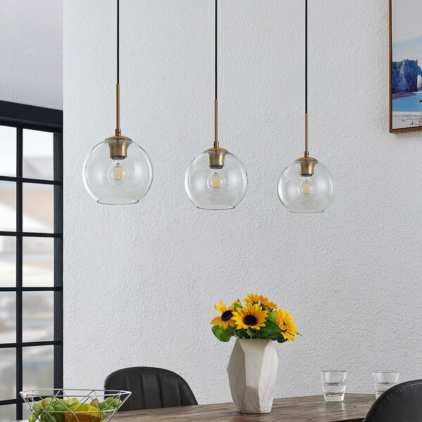 Lampada a sospensione Lindby, Grady, dimmerabile, Dorato / Ottone, Soggiorno, Metallo, Moderno