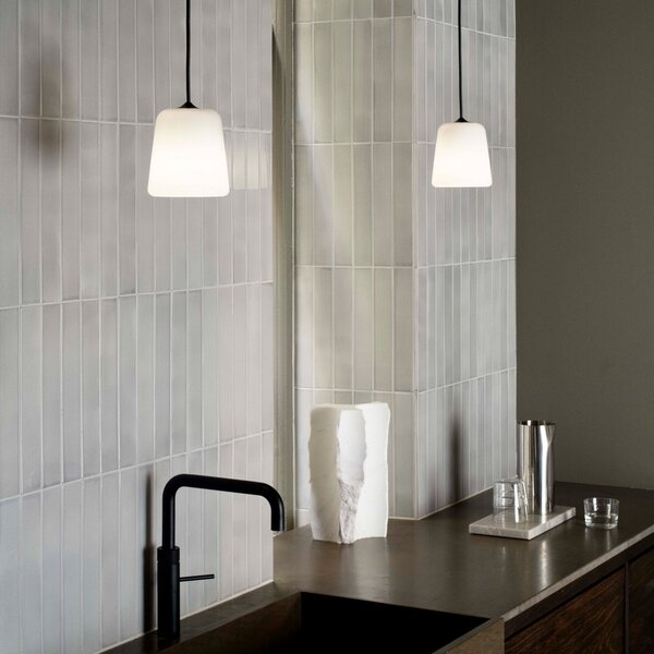 Lampada a sospensione New Works, Material New Edition, dimmerabile, Bianco, Soggiorno, Vetro, Design