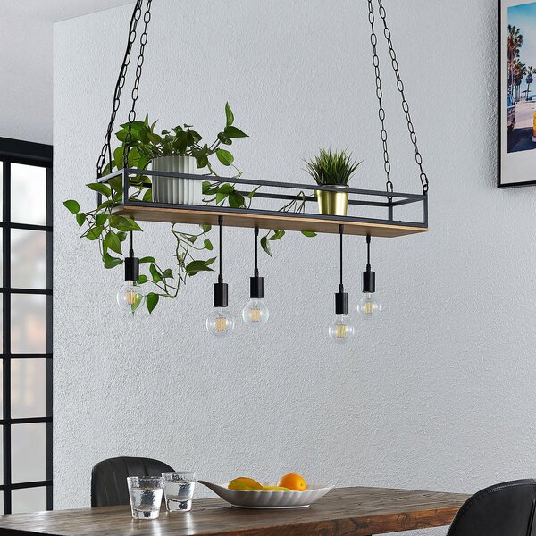 Lampada a sospensione Lindby, Kirista, dimmerabile, Nero, Soggiorno, Metallo, Vintage