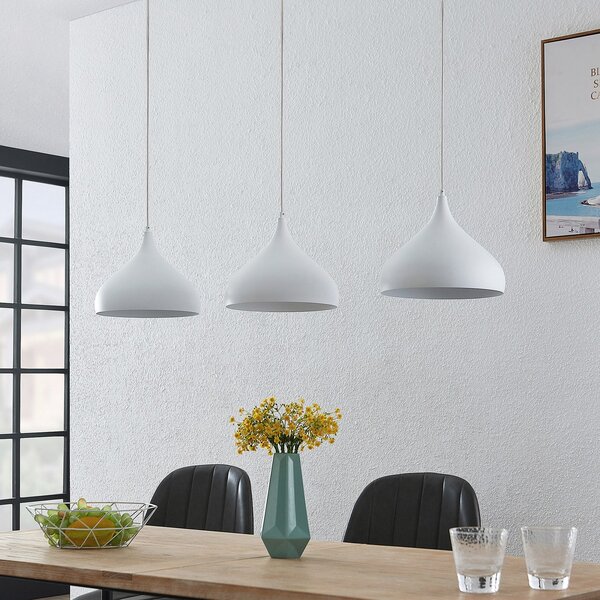 Lampada a sospensione Lindby, Elamira, dimmerabile, Bianco, Soggiorno, Metallo, Moderno