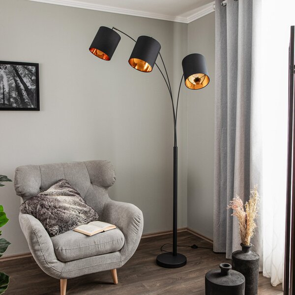 Lampada da terra Lindby, Nanika, Nero, Soggiorno, Metallo, Moderno