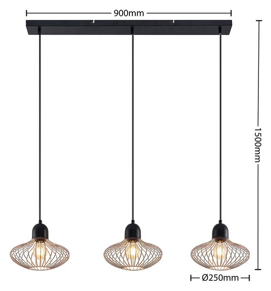 Lampada a sospensione Lindby, Justinos, Nero, Soggiorno, Metallo