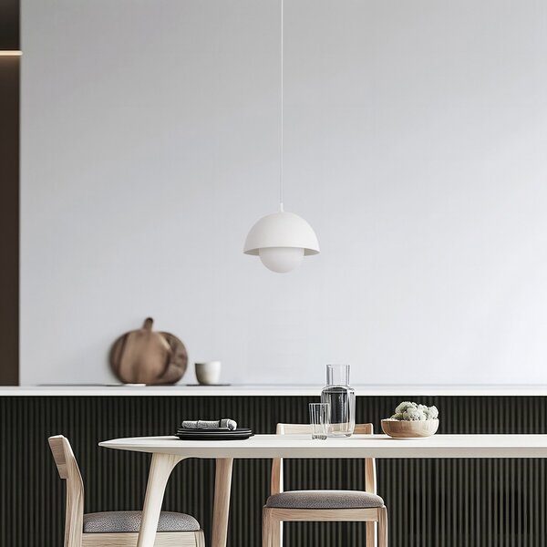 Lampada a sospensione NOLA, Hide, dimmerabile, Bianco, Soggiorno, Alluminio, Scandinavo