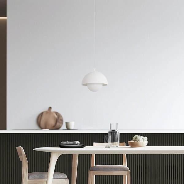 Lampada a sospensione NOLA, Hide, dimmerabile, Bianco, Soggiorno, Alluminio, Scandinavo