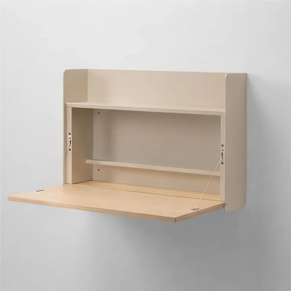 Scrivania da Parete, scrittoio occupa pochissimo spazio Dimensioni 80x54 x h 55 cm -Peso 22 Kg piano in legno di rovere verniciato a polvere colore Beige RAL 1019