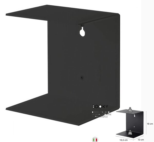 Mensola da muro a scomparsa componibile BOOKY in Metallo Dimensioni 16,5x13 x h 18 cm verniciato a polvere colore nero