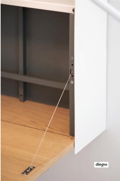 Scrivania da Parete, scrittoio, occupa pochissimo spazio Dimensioni 80x54 x h 55 cm -Peso 22 Kg piano in legno di rovere verniciato a polvere colore Bianco RAL 9003 liscio
