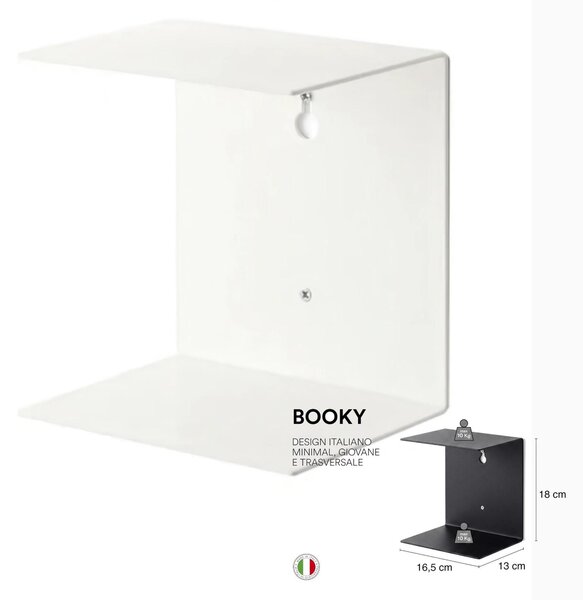 Mensola da muro a scomparsa componibile BOOKY in Metallo Dimensioni 16,5x13 x h 18 cm cm verniciato a polvere colore bianco