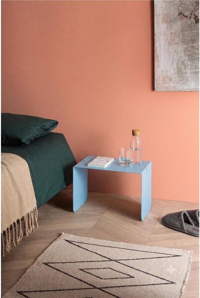 Sidetable in metallo DOUBLE 60, Dimensioni 30x38xh 60 cm - Peso 3,0 kg che pu� essere utilizzato sia come tavolino di servizio lato divano sia come semplice comodino Blu Lago