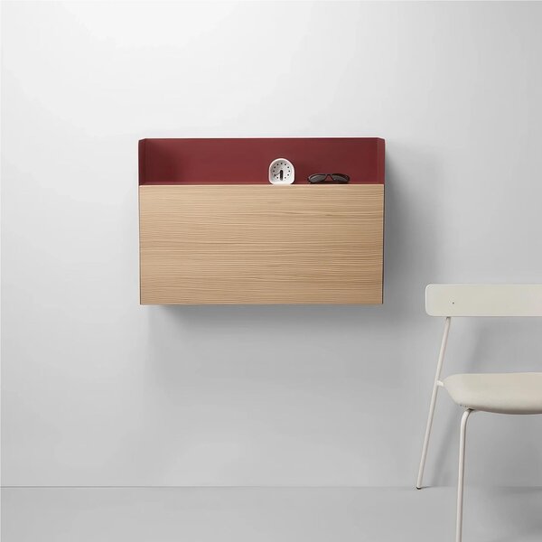 Scrivania da Parete, scrittoio occupa pochissimo spazio Dimensioni 80x54 x h 55 cm -Peso 22 Kg piano in legno di rovere verniciato a polvere colore Rosso Terracotta