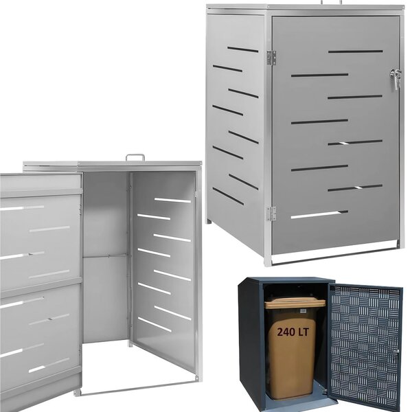 Copri bidoni per la spazzatura, Nascondi o Porta bidoni immondizia, Realizzato in lamiera zincata Dimensioni 72x87xh 117 cm Contiene bidoni da 240 litri colore Antracite