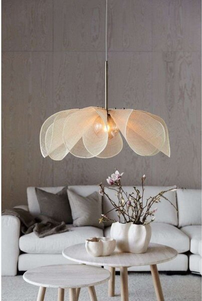 Lampada a sospensione Markslöjd, Styrka, dimmerabile, Beige, Soggiorno, Tessuto / Tessile