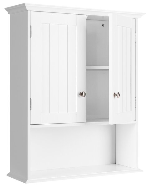 Costway Mobile sospeso da bagno a parete con ante e ripiani, Mobile in legno per cucina camera da letto Bianco