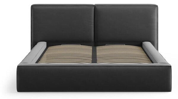Letto matrimoniale imbottito in grigio scuro in velluto con contenitore con rete inclusa 180x200 cm Arendal – Cosmopolitan Design
