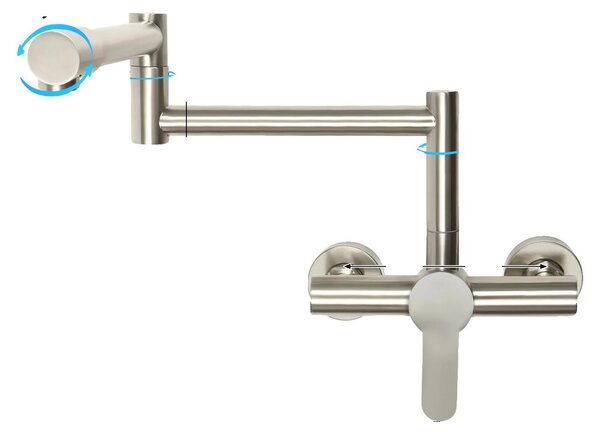 Rubinetto da cucina, design pieghevole, rotazione a 360°, colore argento