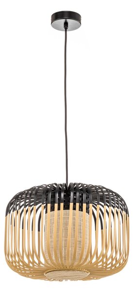 Lampada a sospensione Forestier, Bamboo Light S, dimmerabile, Nero, Soggiorno, Bambù, Design