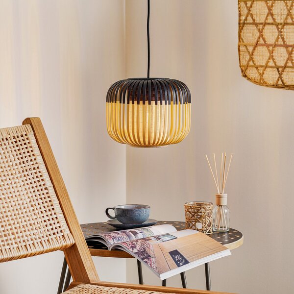 Lampada a sospensione Forestier, Bamboo Light XS, dimmerabile, Nero, Soggiorno, Bambù, Design