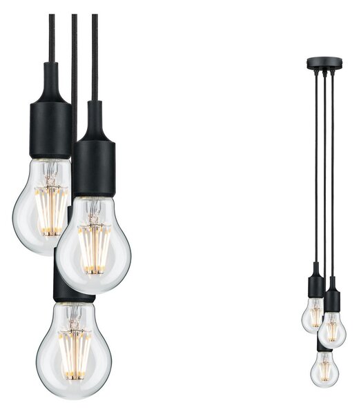 Lampada a sospensione Paulmann, Pendelleuchte Neordic Ketil, dimmerabile, Nero, Soggiorno, Metallo, Moderno