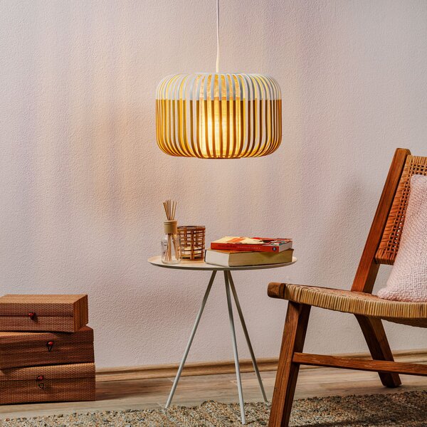 Lampada a sospensione Forestier, Bamboo Light S, dimmerabile, Bianco, Soggiorno, Bambù, Design