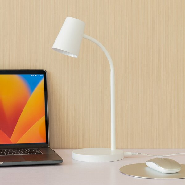 Lampade da tavolo Lindby, Ailina, dimmerabile, Bianco, Studio / Ufficio, Plastica, Moderno
