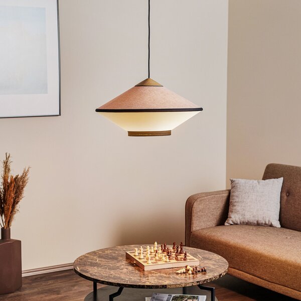 Lampada a sospensione Forestier, Cymbal S, dimmerabile, Beige, Soggiorno, Tessuto / Tessile, Design