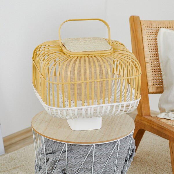 Lampade da tavolo Forestier, Bamboo Square S, Bianco, Soggiorno, Bambù, Design