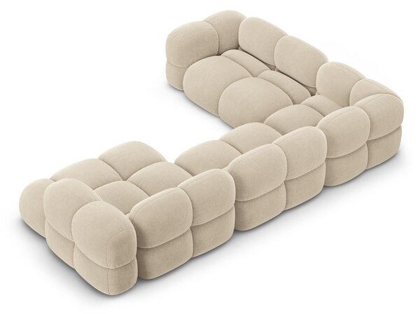 Divano angolare beige (con penisola a sinistra/a U) con rivestimento in velluto Loretto – Cosmopolitan Design