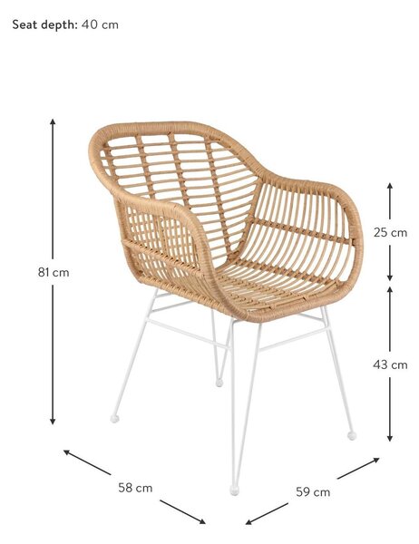 Sedie con braccioli in polirattan Costa 2 pz