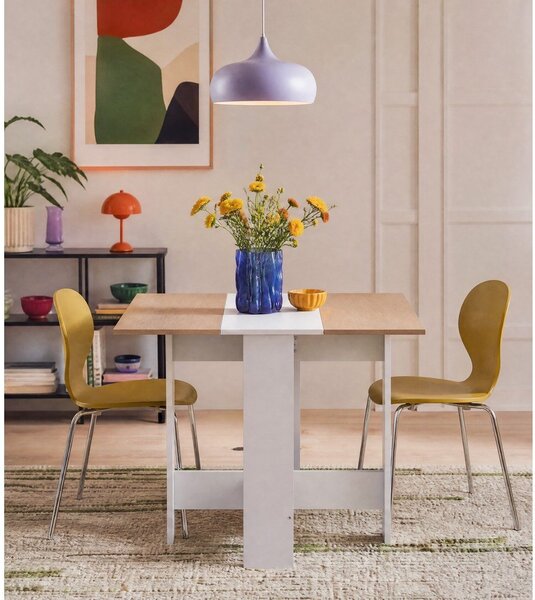 Tavolo da pranzo pieghevole con piano in rovere 76x28 cm Papillon - TemaHome