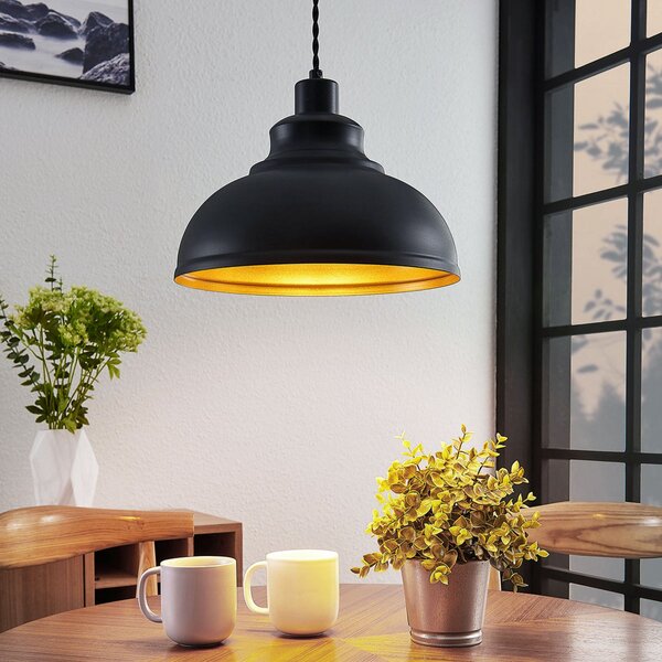 Lampada a sospensione Lindby, Albertine, dimmerabile, Nero, Soggiorno, Metallo, Vintage