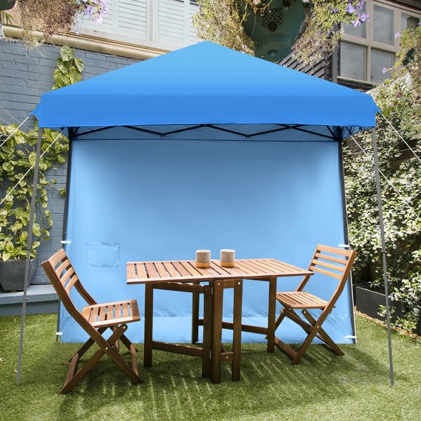 Costway Tenda con parete laterale smontabile e altezza regolabile, Gazebo pieghevole con borsa con rotelle Blu