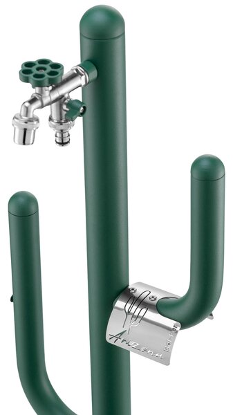 Fontana da Giardino ARIZONA Doppio rubinetto il secondo con attacco rapido Acciaio Alluminio Belfer Dimensioni 32x17xh 102 cm - peso 4 kg colore Verde