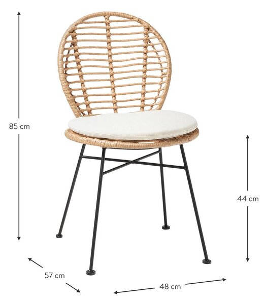 Sedie in polirattan con cuscino Cordula 2 pz