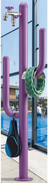 Fontana da Giardino ARIZONA Doppio rubinetto il secondo con attacco rapido Acciaio Alluminio Belfer Dimensioni 32x17xh 102 cm - peso 4 kg colore Viola