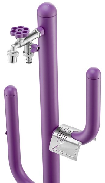 Fontana da Giardino ARIZONA Doppio rubinetto il secondo con attacco rapido Acciaio Alluminio Belfer Dimensioni 32x17xh 102 cm - peso 4 kg colore Viola
