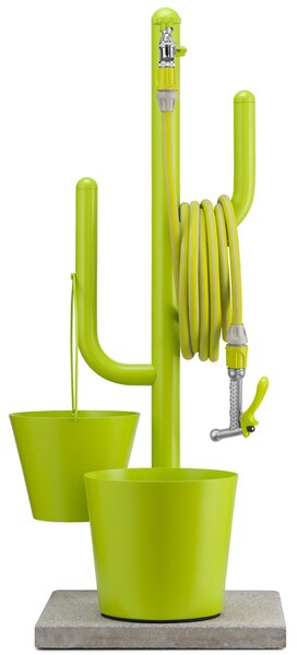 Fontana da Giardino ARIZONA Doppio rubinetto il secondo con attacco rapido Acciaio Alluminio Belfer Dimensioni 32x17xh 102 cm - peso 4 kg colore Verde acido