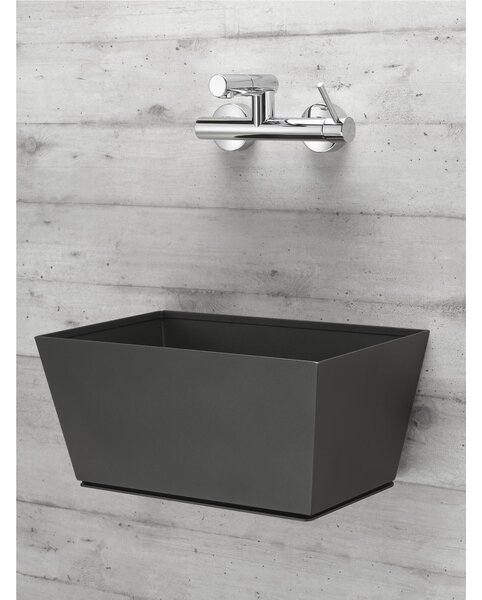 Fontana da Parete Giardino con MISCELATORE e Vasca Dimensioni 45x29xh 20cm - peso 8,6 kg capacit� vasca 28 Lt, con rubinetto, Garantita contro la ruggine Colore Antracite
