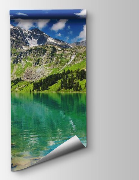 Carta da parati Corpo d'acqua con montagne e alberi, Carta da parati Natura, Carta da parati popolare, u62803 - Tapeko.it