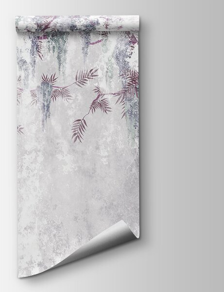 Carta da parati Una parete bianca con fiori viola, Carta da parati design, Carta da parati popolare, u73816v2 - Tapeko.it