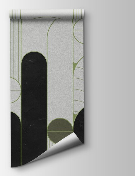 Carta da parati Un design art déco in bianco e nero, Carta da parati lastrazione, Carta da parati popolare, u73101v2 - Tapeko.it