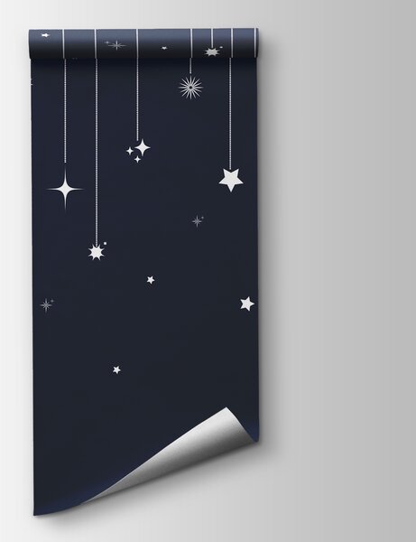 Carta da parati Stelle e fiocchi di neve dalle linee, Carta da parati per Bambini, Carta da parati popolare, u98767v1 - Tapeko.it