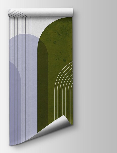 Carta da parati Un'arte verde e viola, Carta da parati Natura, Carta da parati popolare, u73098v2 - Tapeko.it