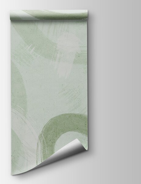 Carta da parati Una superficie bianca con pennellate di colore verde, Carta da parati design, Carta da parati popolare, u99656v2 - Tapeko.it
