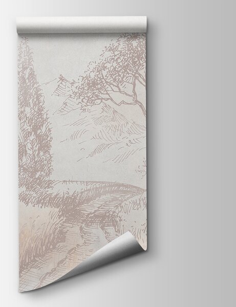 Carta da parati Disegno di un fiume che attraversa un campo, Carta da parati Natura, Carta da parati popolare, u99570 - Tapeko.it